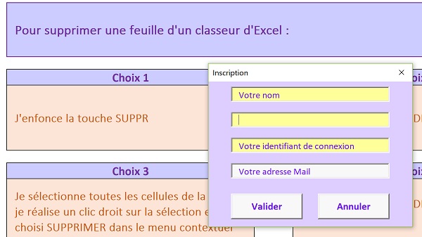 Contrôles et guides à la saisie sur formulaire inscription VBA Excel