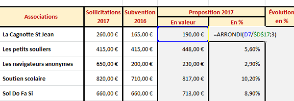 Arrondir à une décimale les calculs de parts de pourcentages dans Excel