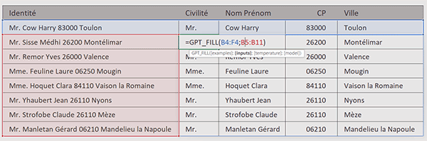 Remplir automatiquement un tableau Excel avec la fonction intelligente Gpt_Fill