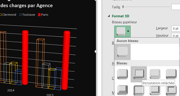 Appliquer des effets aux formes géométriques des séries du graphiques Excel