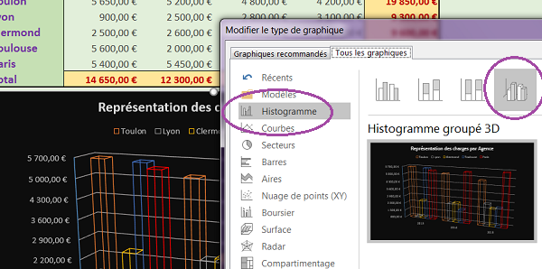 Changer le type de graphique Excel par un autre sans le refaire