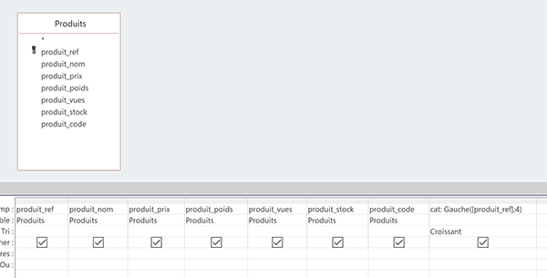 Requête Access avec champ calculé pour identifier les articles par catégories