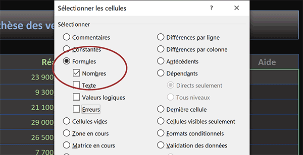 Sélectionner automatiquement et uniquement tous les nombres des formules dans une colonne Excel