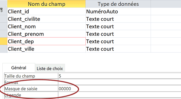 Masque de saisie Access pour imposer utilisateur de taper 5 chiffres pour code postal