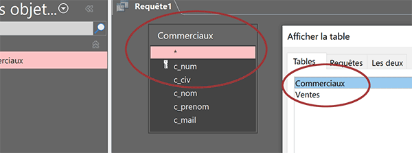 Ajouter table dans éditeur de requête Access