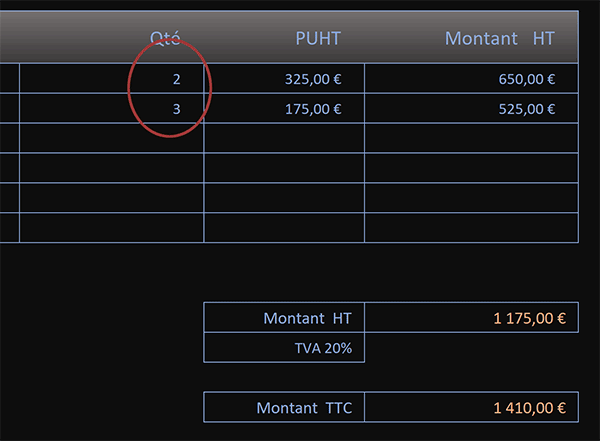 Calculs automatiques sur facture Excel en fonction des quantités achetées