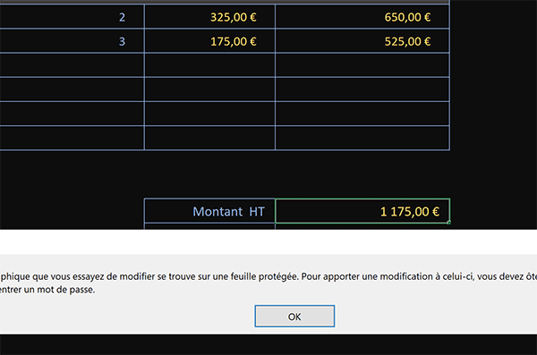 Couleurs automatiques sur les cellules protégées dans la feuille Excel