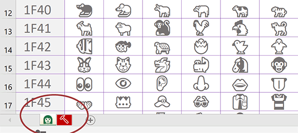 Nommer les feuilles du classeur Excel avec des caractères graphiques sous forme émoticônes