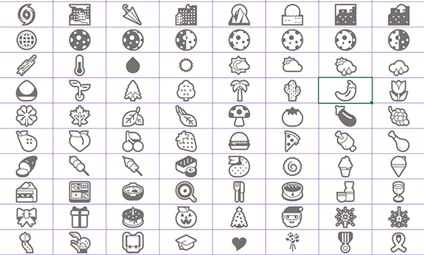 Liste Excel des émojis par codes hexadécimaux convertis en nombres