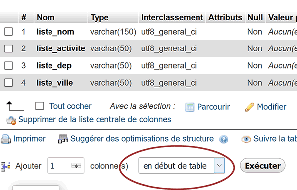 Ajouter un nouveau champ dans table de base MySql après création et importation