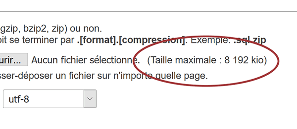 Augmenter capacités upload et importation de données MySql dans PhpMyAdmin