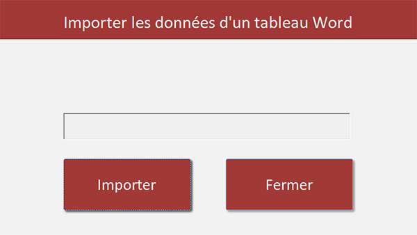 Formulaire Access pour importer les données du tableau Word en VBA