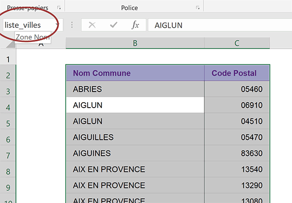 Sélectionner intégralement un tableau Excel de base de données par raccourci clavier