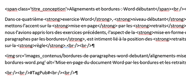 Importer un contenu Html avec ses balises dans le document Word