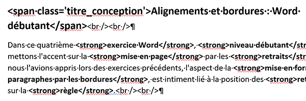 Formater le texte du document Word en fonction des balises Html importées