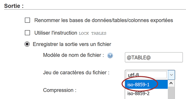 Réglages pour exporter données MySql avec gestion accents pour importer dans Excel