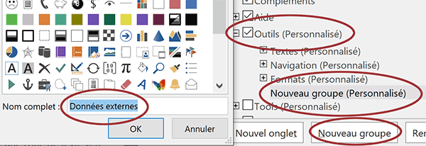 Créer un nouveau groupe dans un ruban personnalisé VBA Word