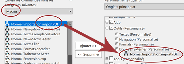 Placer le bouton de macro VBA Word dans le nouveau groupe du ruban personnalisé