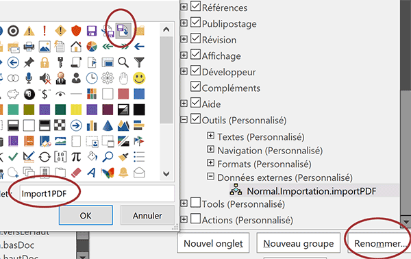 Choisir une icône graphique pour un bouton de macro VBA Word