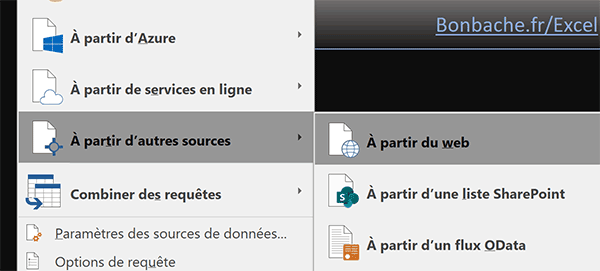 Commandes Excel pour importer un tableau à partir du Web