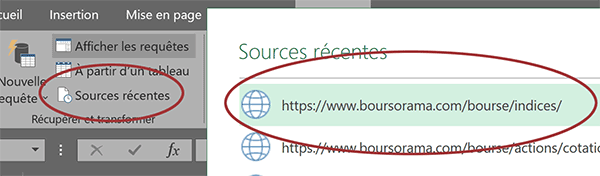 Importer un autre tableau à partir du Web dans Excel