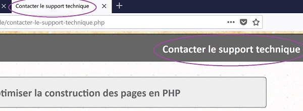 Informations adaptées dynamiquement à la page ouverte en Php grâce aux données dans URL