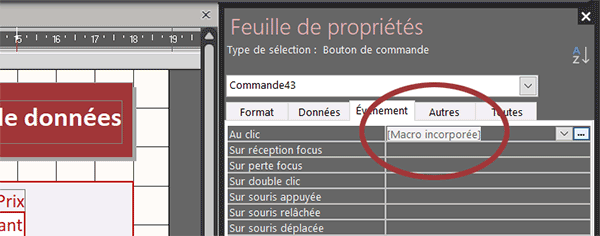 Supprimer la macro incorporée du bouton pour la remplacer par du VBA Access