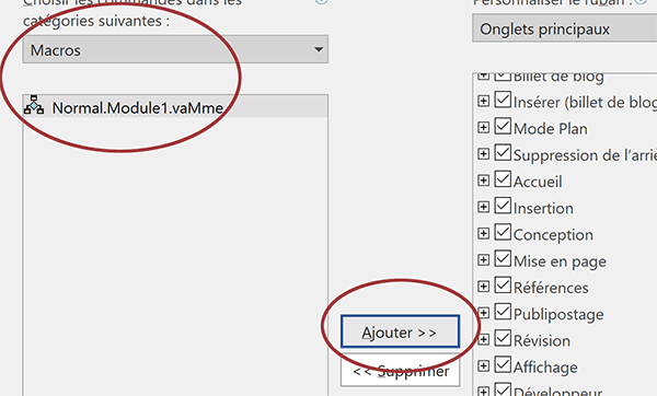 Ajouter un bouton de macro VBA dans un nouveau ruban Word