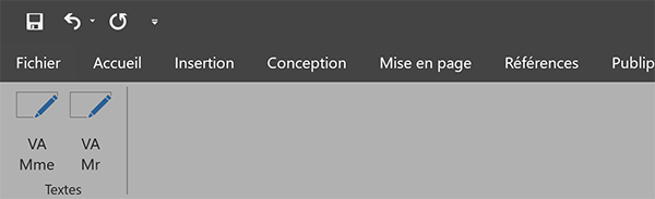 Boutons de macro VBA Word dans ruban personnalisé pour formules de politesse