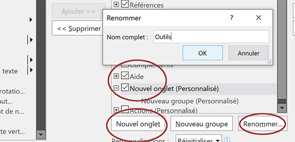 Créer un nouvel onglet Word pour accueillir les boutons VBA