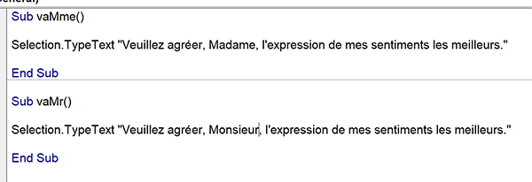 Dupliquer une procédure de code VBA Word pour l-adapter