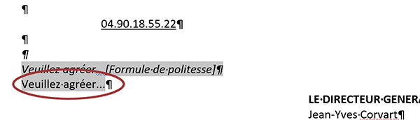 Insérer automatiquement du texte après la sélection en VBA Word