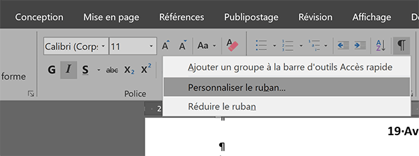 Personnaliser le ruban et les onglets Word pour ajouter des boutons de macro