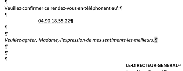 Insérer automatiquement une formule de politesse dans un paragraphe Word en VBA