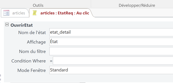 Macro pour exécuter requête dynamique reliant enregistrements formulaire et état Access