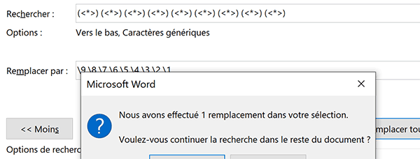 Changer ordre des mots dans document Word par recherche avec les expressions régulières