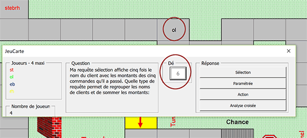 Jeter les dés par bouton de UserForm VBA Excel, avancer du nombre de cases et répondre à la question