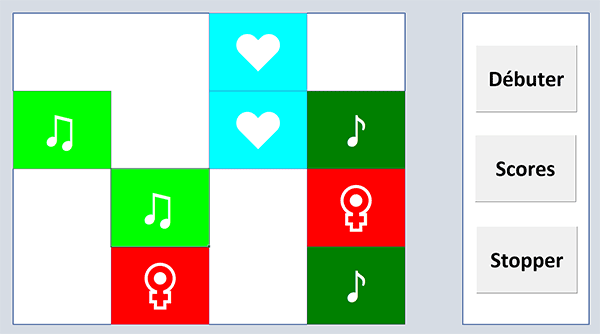 Partie de jeu du Memory en Visual Basic Excel