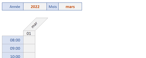 Structure départ de feuille Excel pour construire le planning automatisé