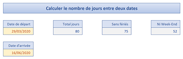 Différence entre deux dates Excel en excluant les Week-End et jours fériés