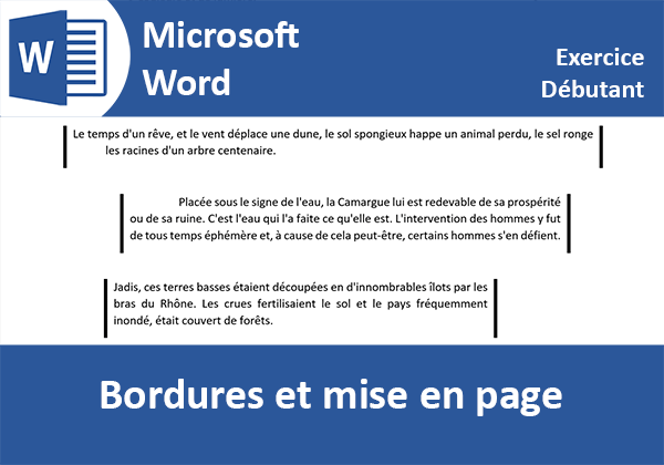 Exercice Word pour maîtriser les bordures par les techniques de mise en page