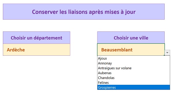 Listes déroulantes Excel reliées entre elles aux contenus dynamiques et évolutifs