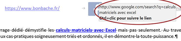 Lien de recherche cliquable créé automatiquement en VBA Word en fonction des mots sélectionnés