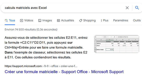 Résultats de recherche Web par clic sur un lien hypertexte dans un document Word créé automatiquement en VBA