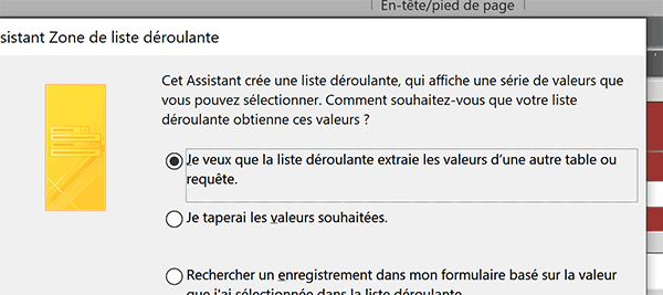 Assistant création de liste déroulante sur formulaire Access
