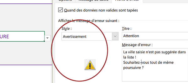 Régler une liste déroulante Excel pour autoriser des saisies non prévues