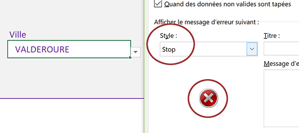 Réglage Excel pour liste déroulante limitée et verrouillée