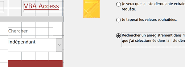 Créer une liste déroulante de recherche sur un formulaire Access