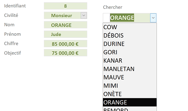 Liste déroulante de recherche et de navigation sur un formulaire Access