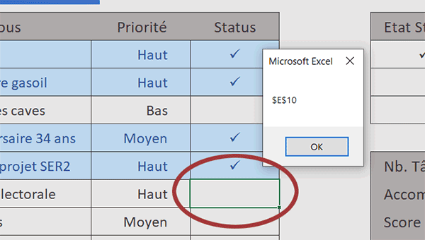 Afficher les coordonnées de la cellule cliquée en VBA Excel